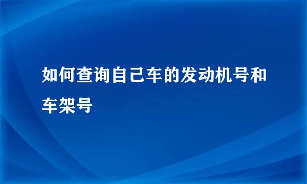 如何查询自己车的发动机号和车架号