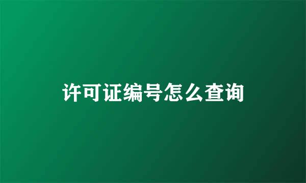 许可证编号怎么查询