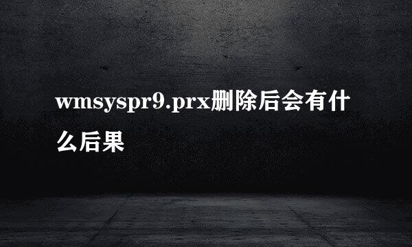 wmsyspr9.prx删除后会有什么后果