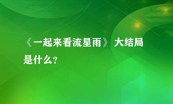 《一起来看流星雨》 大结局是什么？