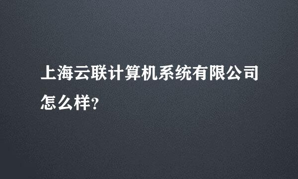 上海云联计算机系统有限公司怎么样？