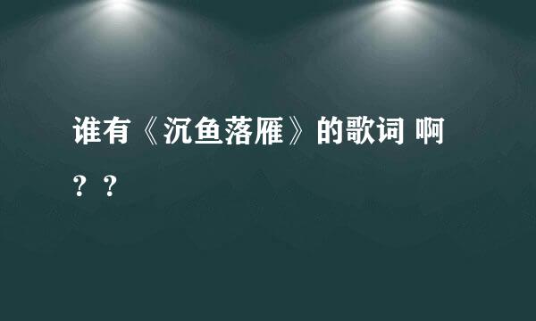 谁有《沉鱼落雁》的歌词 啊？？