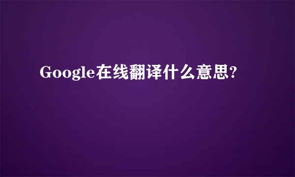 Google在线翻译什么意思?