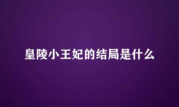 皇陵小王妃的结局是什么