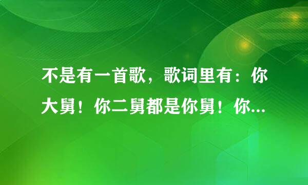 不是有一首歌，歌词里有：你大舅！你二舅都是你舅！你大舅木头……这首歌叫什么名字啊