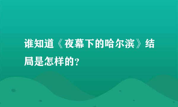 谁知道《夜幕下的哈尔滨》结局是怎样的？