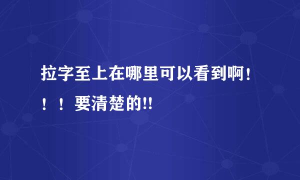 拉字至上在哪里可以看到啊！！！要清楚的!!