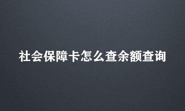 社会保障卡怎么查余额查询