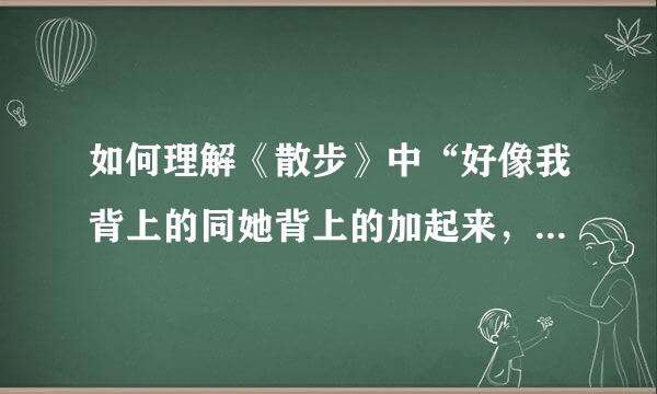 如何理解《散步》中“好像我背上的同她背上的加起来，就是整个世界。”中的“整个世界”？