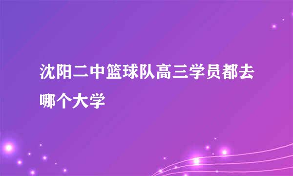 沈阳二中篮球队高三学员都去哪个大学