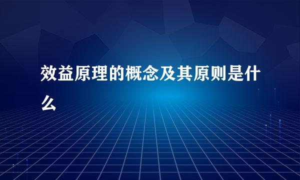 效益原理的概念及其原则是什么