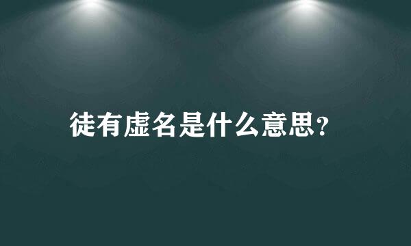 徒有虚名是什么意思？