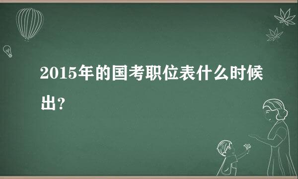 2015年的国考职位表什么时候出？