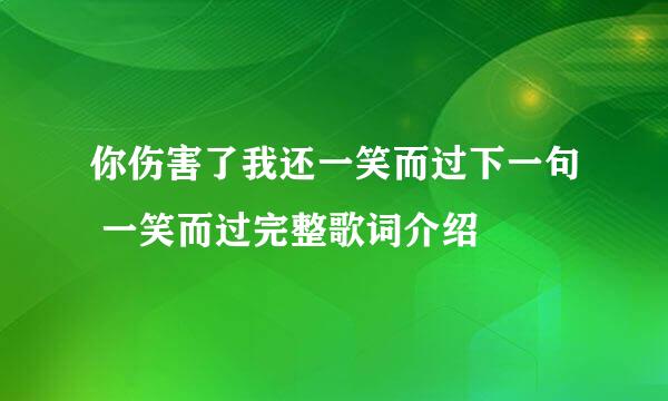 你伤害了我还一笑而过下一句 一笑而过完整歌词介绍