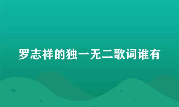 罗志祥的独一无二歌词谁有