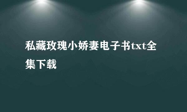 私藏玫瑰小娇妻电子书txt全集下载