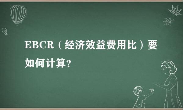 EBCR（经济效益费用比）要如何计算？