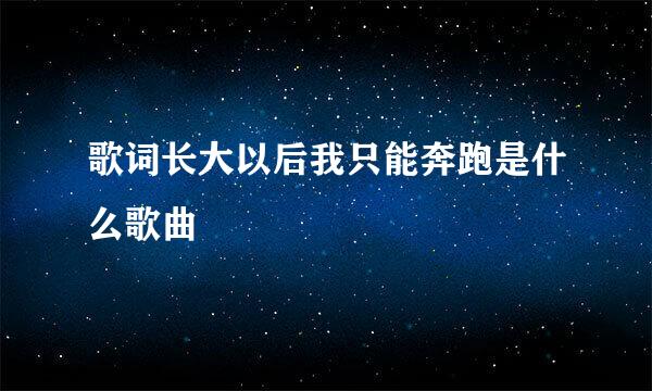 歌词长大以后我只能奔跑是什么歌曲