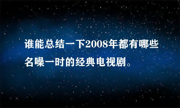 谁能总结一下2008年都有哪些名噪一时的经典电视剧。