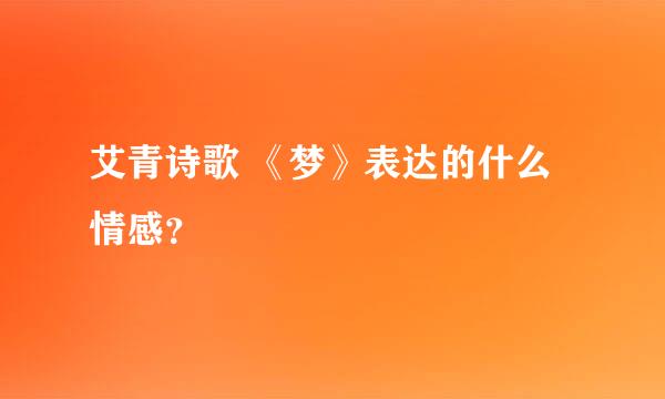 艾青诗歌 《梦》表达的什么情感？