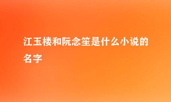 江玉楼和阮念笙是什么小说的名字