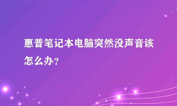 惠普笔记本电脑突然没声音该怎么办？