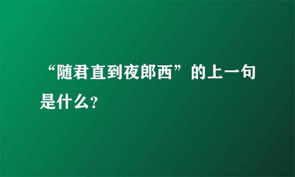 “随君直到夜郎西”的上一句是什么？