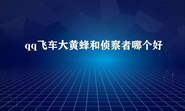 qq飞车大黄蜂和侦察者哪个好