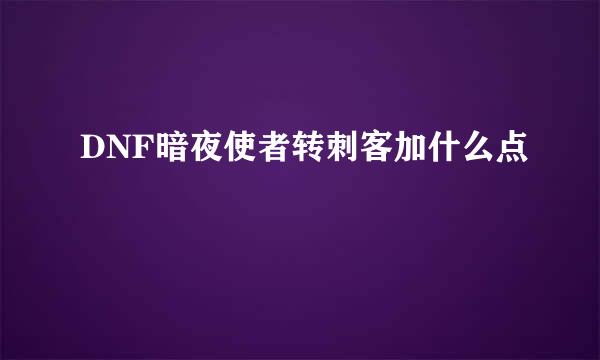 DNF暗夜使者转刺客加什么点