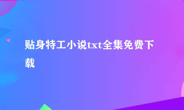 贴身特工小说txt全集免费下载