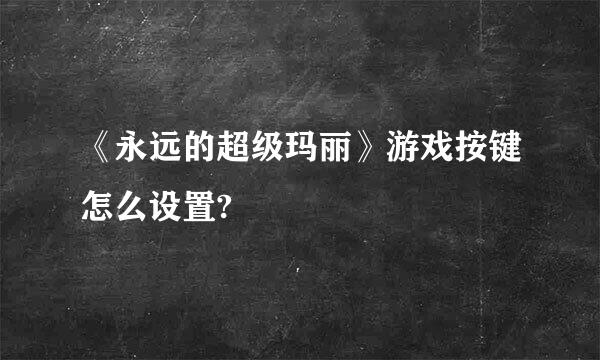 《永远的超级玛丽》游戏按键怎么设置?