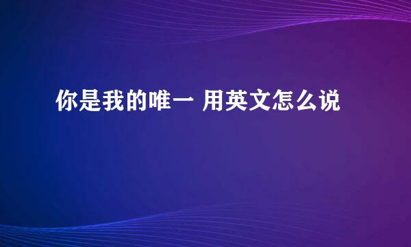 你是我的唯一 用英文怎么说