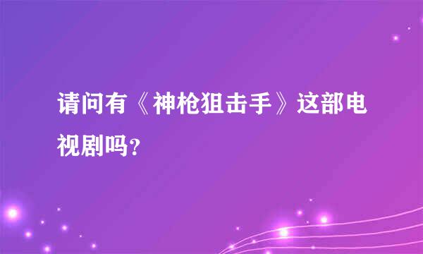 请问有《神枪狙击手》这部电视剧吗？