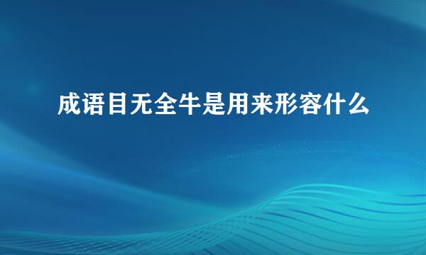 成语目无全牛是用来形容什么