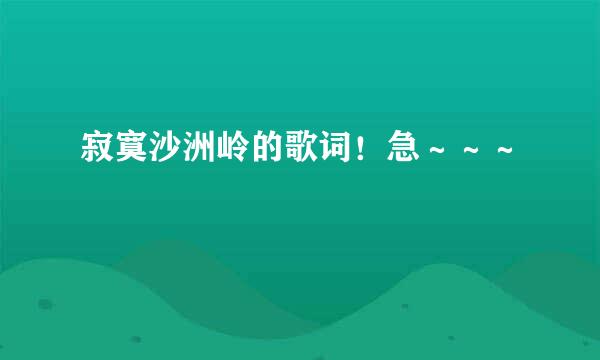 寂寞沙洲岭的歌词！急～～～