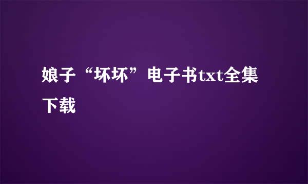 娘子“坏坏”电子书txt全集下载