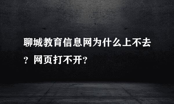 聊城教育信息网为什么上不去？网页打不开？