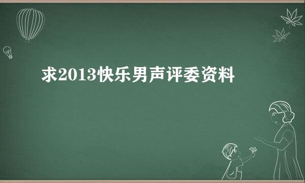 求2013快乐男声评委资料