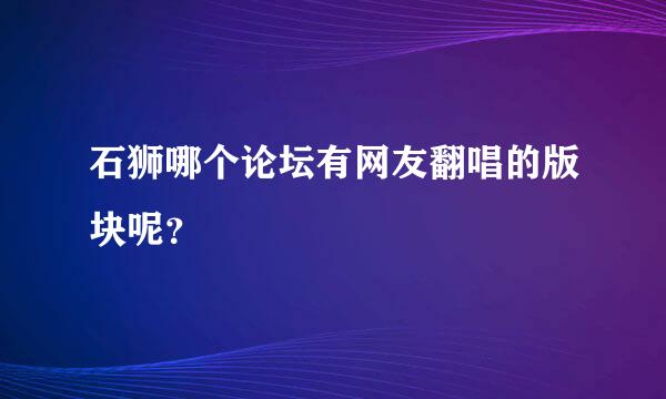 石狮哪个论坛有网友翻唱的版块呢？