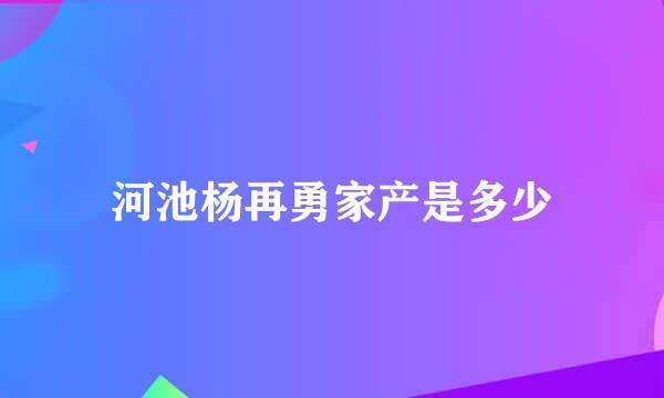 河池杨再勇家产是多少