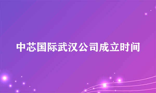 中芯国际武汉公司成立时间