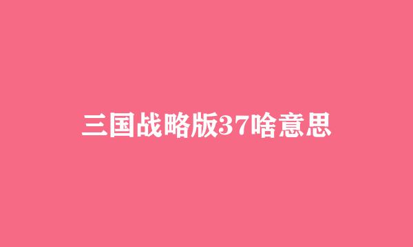 三国战略版37啥意思