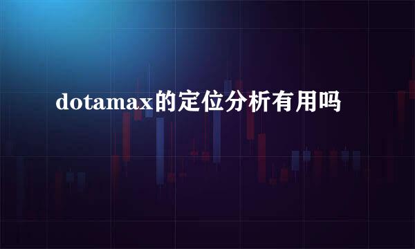 dotamax的定位分析有用吗