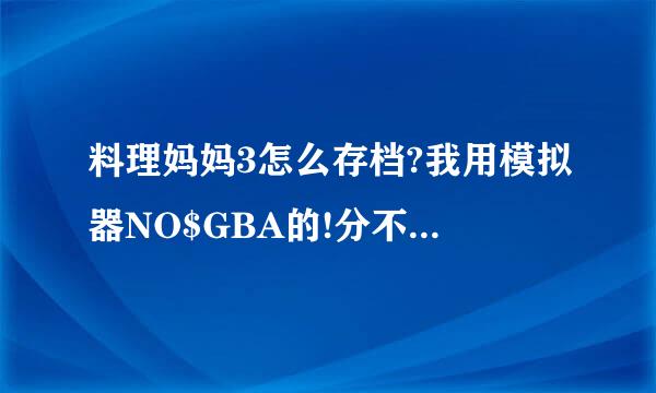 料理妈妈3怎么存档?我用模拟器NO$GBA的!分不多,多多帮忙