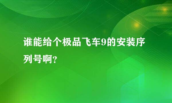 谁能给个极品飞车9的安装序列号啊？