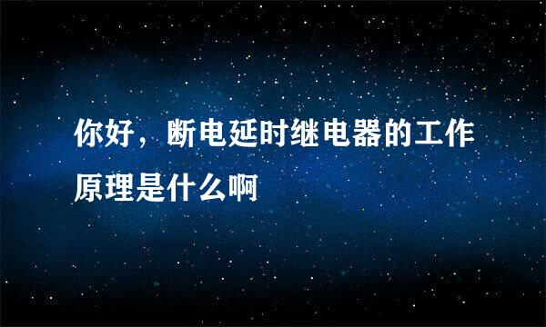 你好，断电延时继电器的工作原理是什么啊