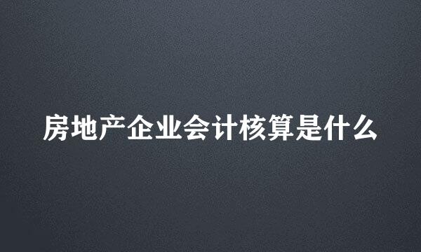 房地产企业会计核算是什么