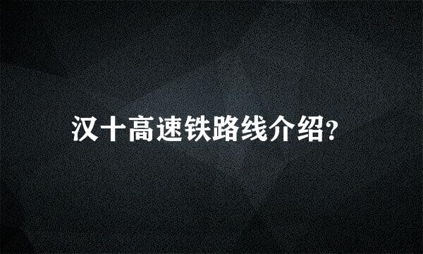 汉十高速铁路线介绍？