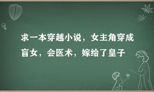 求一本穿越小说，女主角穿成盲女，会医术，嫁给了皇子