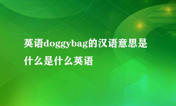 英语doggybag的汉语意思是什么是什么英语